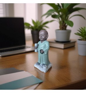  vue latérale de la statue bouddha tripitaka mettant en avant sa finition mate