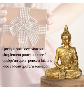  statue bouddha sanci intégrée à une décoration intérieure minimaliste et épurée