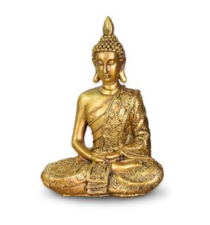  statue bouddha sanci associée à des éléments boisés pour une atmosphère chaleureuse et paisible