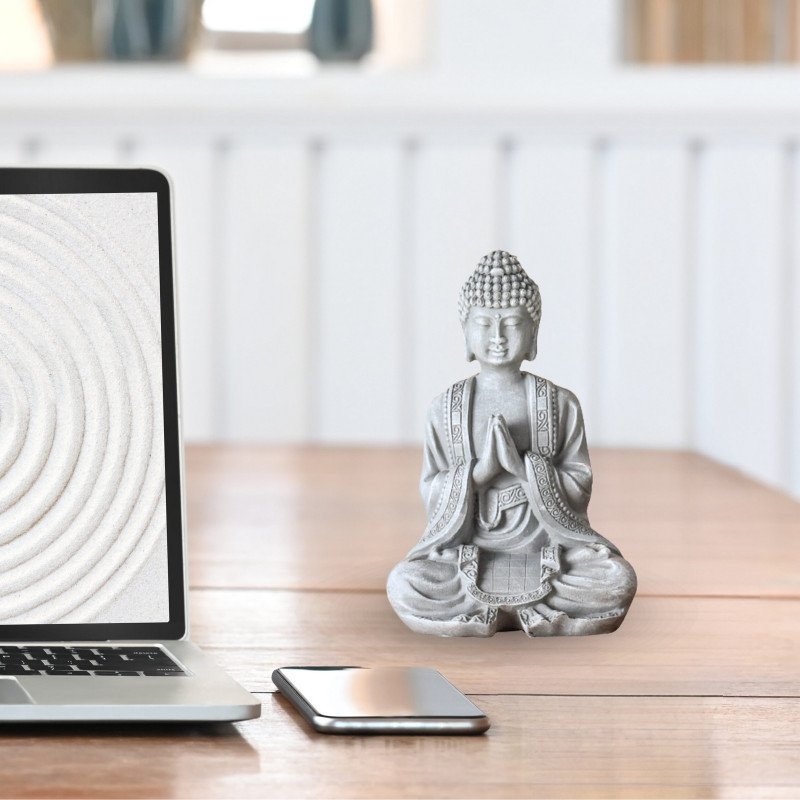 Statue Bouddha en Méditation Grise
