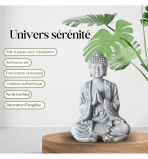  détail du visage serein d’une statue bouddha grise pour une atmosphère spirituelle