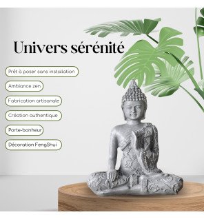  vue rapprochée sur la texture mate et les finitions soignées de la statuette bouddha