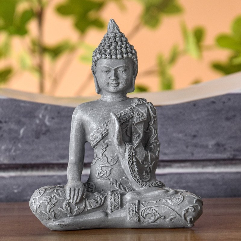 Statue Bouddha en Concentration Grise Statue Bouddha en Concentration Grise