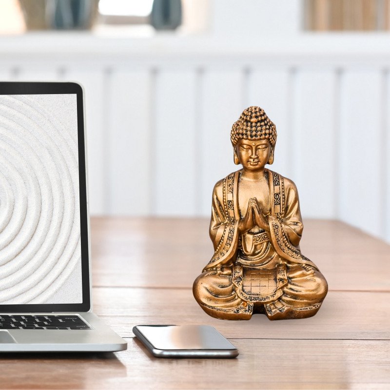 Statue Bouddha en Introspection Dorée Statue Bouddha en Introspection Dorée