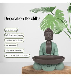  statue bodhi en céramique avec plat décoratif