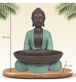  statue bodhi avec plat utilisée comme centre de table pour une atmosphère apaisante