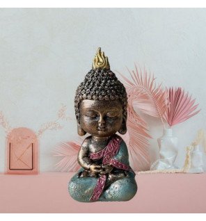  mise en scène de la statue dans un coin détente avec coussins