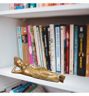  statue couchée placée près de plantes vertes pour accentuer l’effet zen