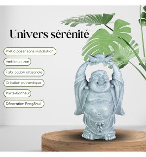  statue décorative en résine grise sur une table basse