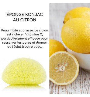 éponge visage jaune pâle en fibres végétales naturelles tenue dans une main féminine