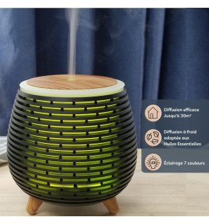  diffuseur d'huiles essentielles tony illuminé par la lumière led douce dans une chambre