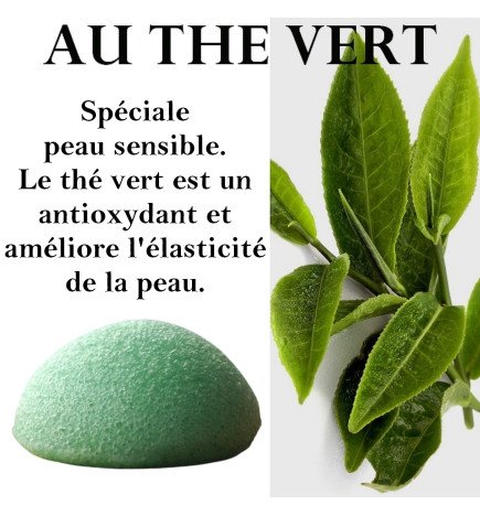 Éponge Konjac pour visage au thé vert zéro déchet