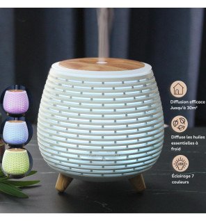  diffuseur d'huiles essentielles lola branché à un ordinateur portable via un câble usb