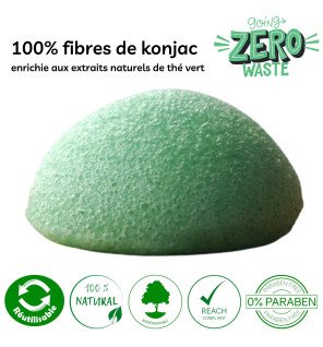 accessoire de soin visage en konjac enrichi au thé vert pour une exfoliation douce