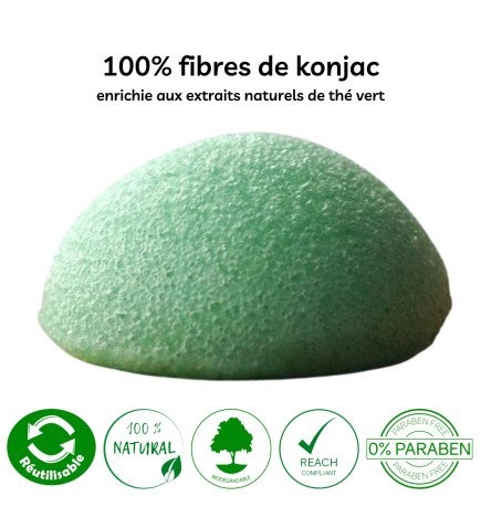 Éponge Konjac au thé vert spéciale yeux