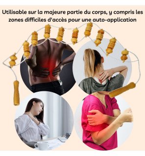 lanière de massage en bois avec poignées ergonomiques