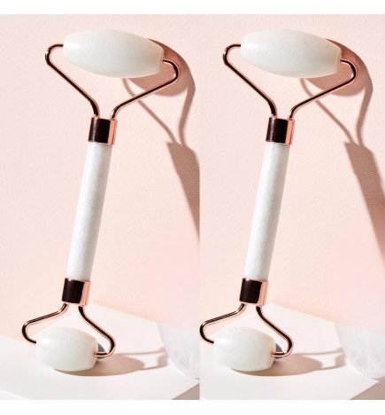 2 rouleaux pour visage en pierre de jade blanc