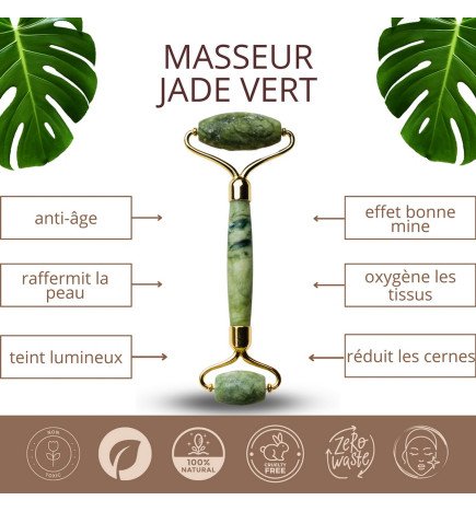 2 rouleaux masseur en pierre de jade vert