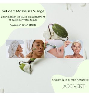 rouleaux masseur en jade vert nettoyés sous un filet d’eau tiède