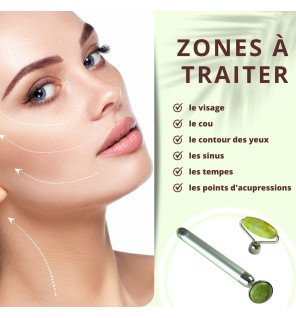 utilisation du masseur facial électrique pour masser le contour des yeux et réduire les poches