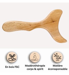 utilisation de l’outil en bois sur la jambe pour un massage anticellulite
