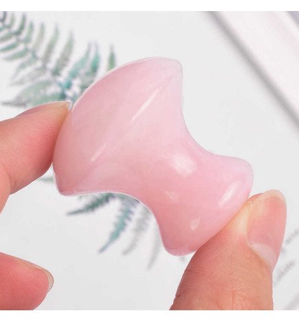 Champi Gua Sha en quartz rose