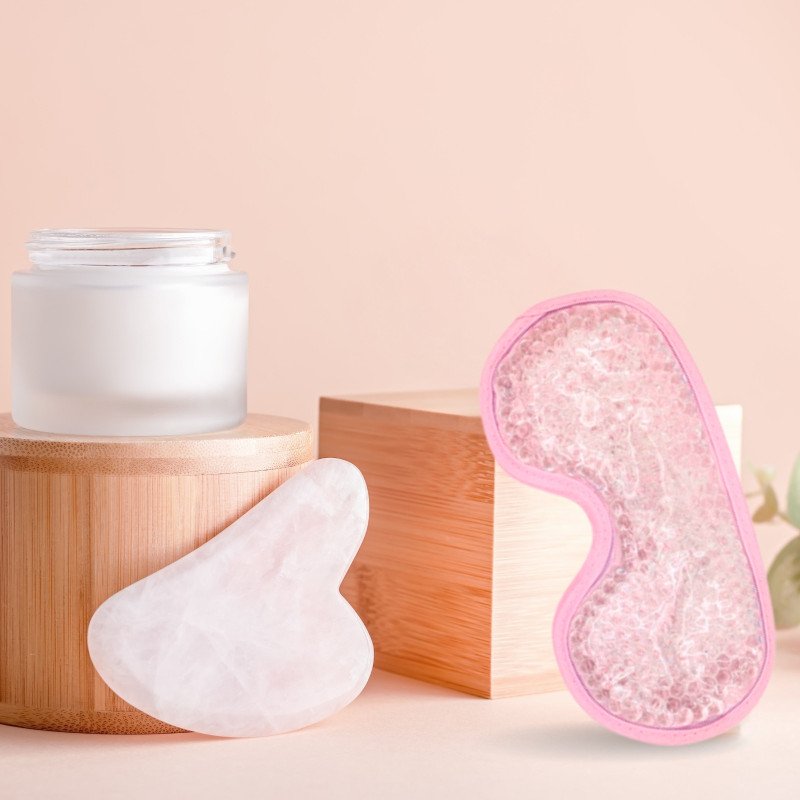 Kit Gua Sha en quartz rose et Masque yeux thermoconfort