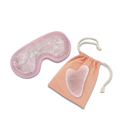 Kit Gua Sha en quartz rose et Masque yeux thermoconfort