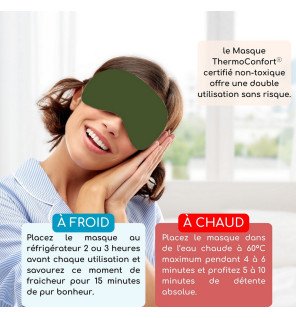 masque yeux thermoconfort posé sur un coussin prêt à l’emploi