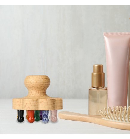 Brosse en fleur à Cuir Chevelu en Bois FSC Hêtre et Pierres Naturelles