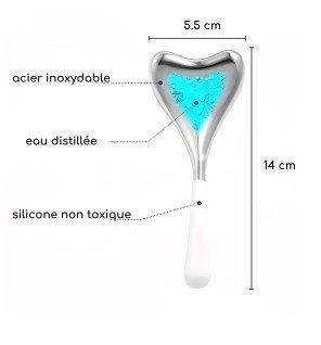 masseur facial en métal utilisé pour favoriser le drainage lymphatique sur le cou