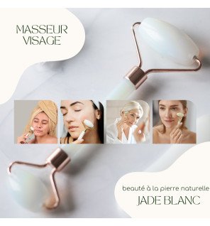 roller de jade blanc pour soin du visage et détente