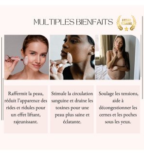 roller visage en quartz rose dans un coffret cadeau élégant avec ruban