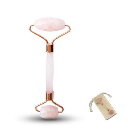 Masseur roller visage en quartz rose