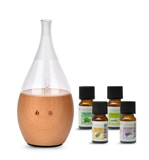 diffuseur en bois bolea utilisé lors d’une séance de relaxation avec lumière tamisée