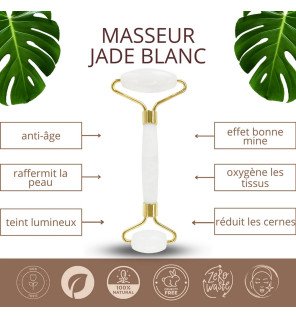 Duo Gua Sha cristal de roche + Rouleau jade blanc