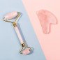 Duo Gua Sha quartz rose + Roller masseur quartz rose