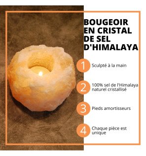  vue rapprochée de la texture brute du sel rose du bougeoir rock 1kg