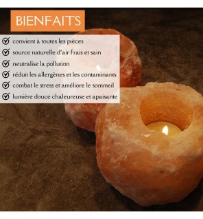 lumière douce émise par le bougeoir en sel d'himalaya pour purifier l'air ambiant