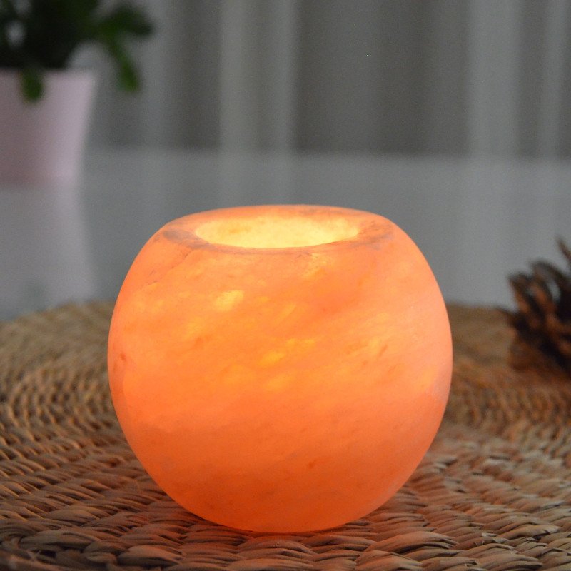 Bougeoir sel d'Himalaya cristal sphère 900g