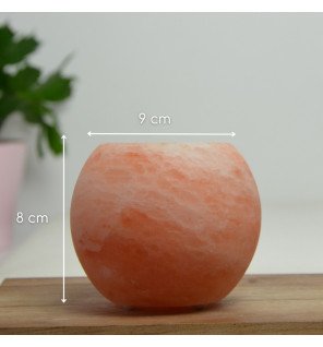  détail du socle du bougeoir en cristal de sel d’himalaya pour montrer la finition artisanale