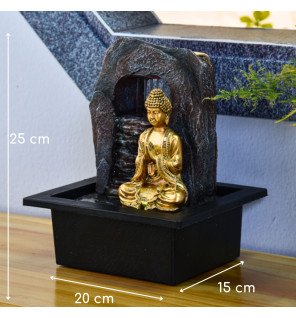  fontaine d'intérieur avec bouddha et lumière led créant une atmosphère sereine