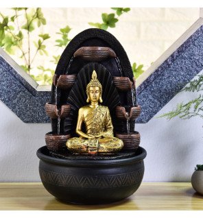  fontaine chakra bouddha utilisée comme élément décoratif dans une chambre à coucher