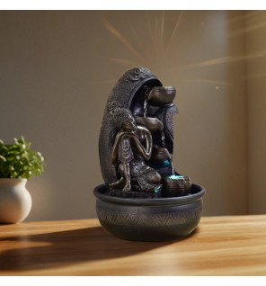  fontaine décorative bouddha krishna avec éclairage led diffusant une lumière douce