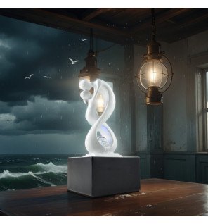  fontaine décorative amor noir et blanc avec éclairage led tamisé