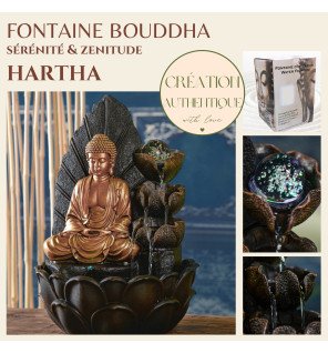  détail du visage du bouddha en résine grise sous éclairage led