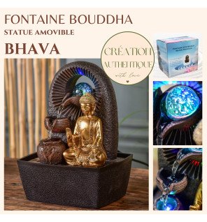  vue rapprochée sur l'écoulement de l'eau le long de la statue bouddha