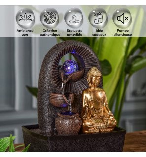  ambiance tamisée autour de la fontaine d'intérieur pour un espace détente