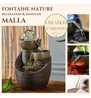  détail du jet d'eau cristallin de la fontaine malla nature pour intérieur