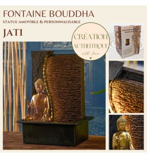  détail du visage du bouddha apaisé sous l'effet de la lumière